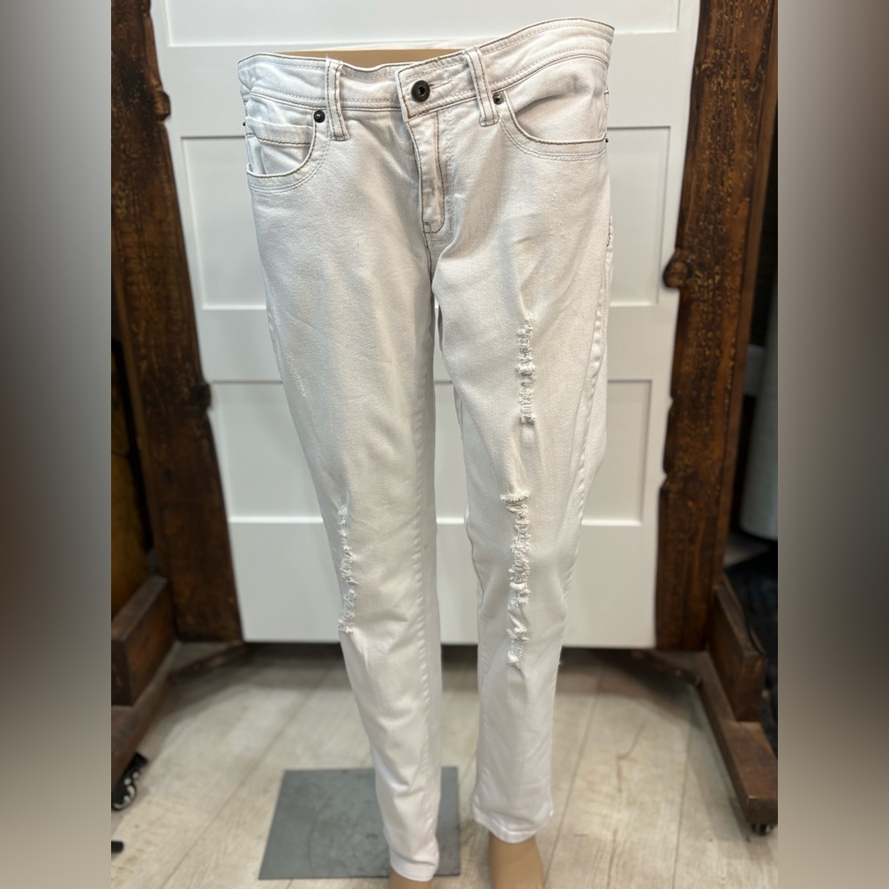 Jalate Women’s Jeans White Distressed Denim Size 13 Stretch Cotton Blend